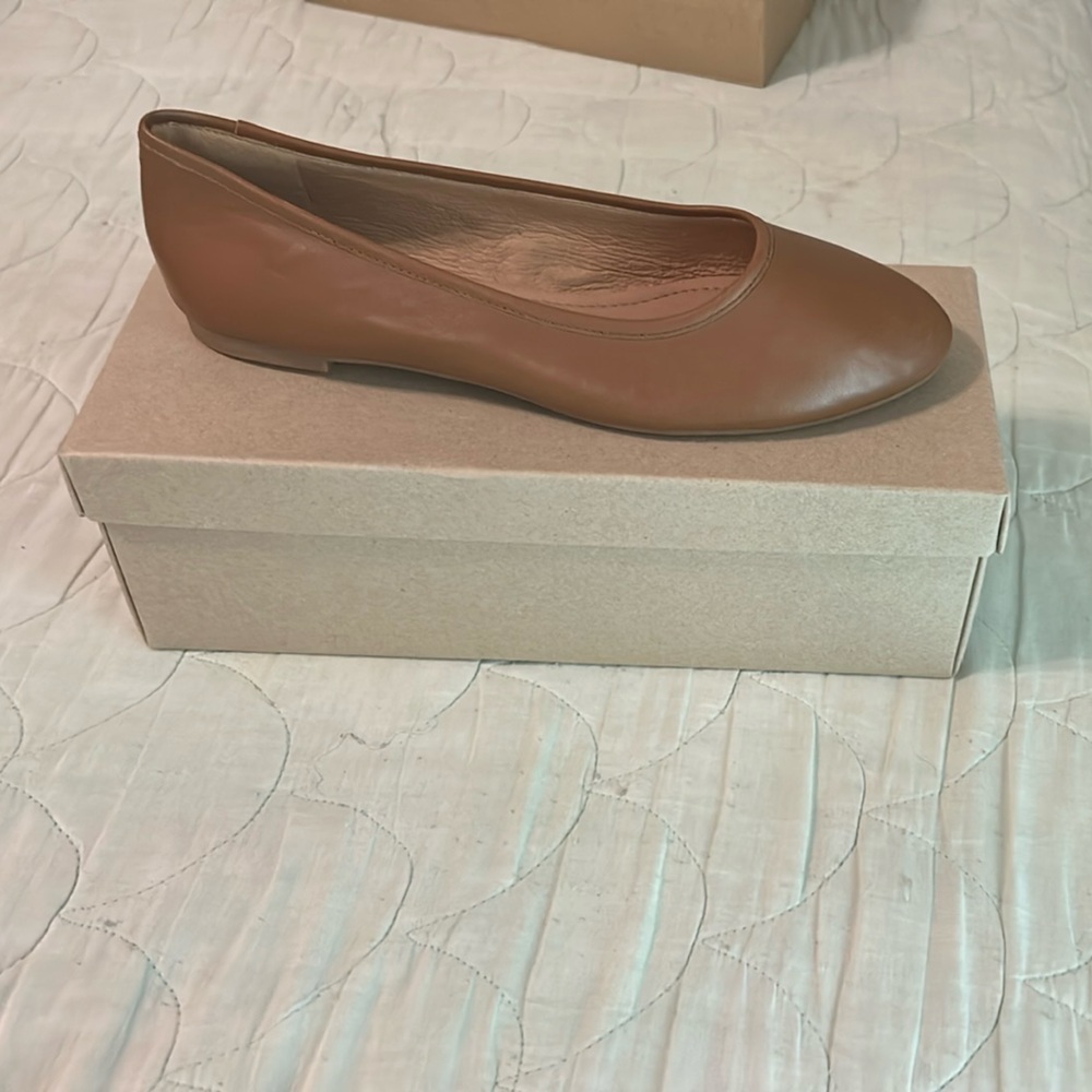 Madewell Brown Leather Flats NIB Alana ballet flats in English saddle